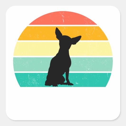 Retro Sunset Chihuahua Vierkante Sticker (Voorkant)