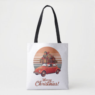 Retro Sunset Christmas Tote Bag