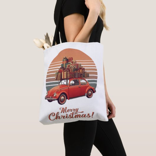 Retro Sunset Christmas Tote Bag (Dichtbij)
