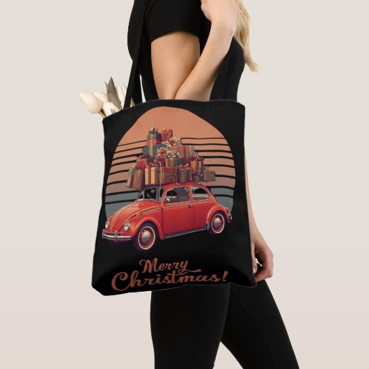 Retro Sunset Christmas Tote Bag (Dichtbij)