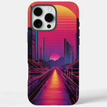 Retro Sunset City iPhone Case Vaporwave Esthetisch
