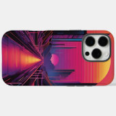 Retro Sunset City iPhone Case Vaporwave Esthetisch (Achterkant (horizontaal))