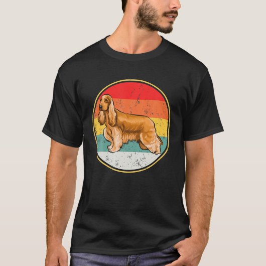 Retro Sunset Cocker Spaniel Hond T-shirt (Voorkant)