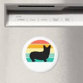 Retro Sunset Corgi Magneet (Insitu (Vaatwasser))