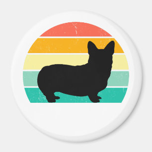 Retro Sunset Corgi Magneet