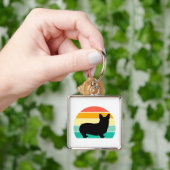 Retro Sunset Corgi Sleutelhanger (Hand)