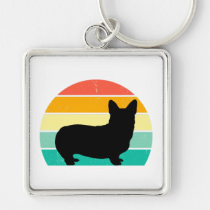 Retro Sunset Corgi Sleutelhanger