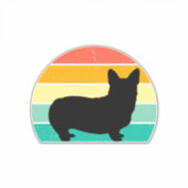 Retro Sunset Corgi Sticker (Voorkant)