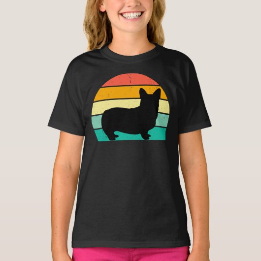 Retro Sunset Corgi T-Shirt (Voorkant)