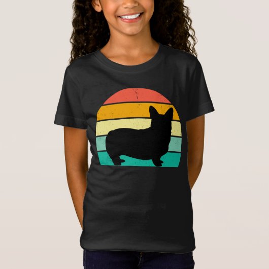 Retro Sunset Corgi T-Shirt (Voorkant)