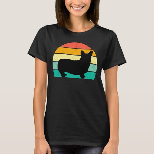 Retro Sunset Corgi T-Shirt (Voorkant)