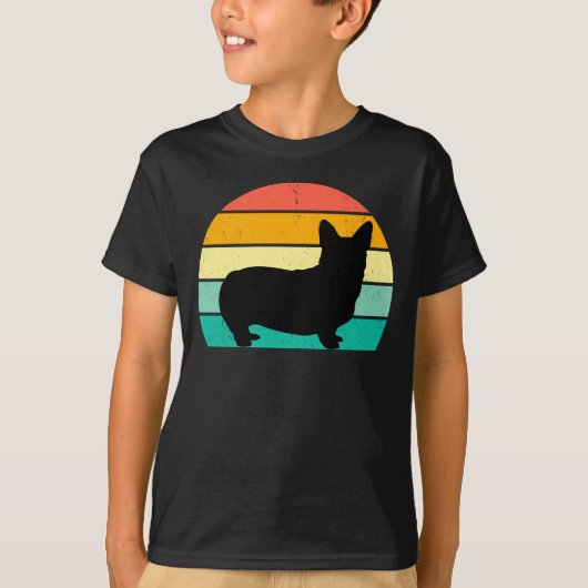 Retro Sunset Corgi T-Shirt (Voorkant)