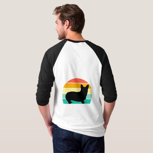Retro Sunset Corgi T-Shirt (Achterkant volledig)