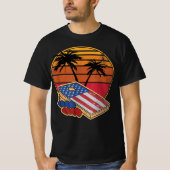 Retro Sunset CornHole Board Amerikaanse vlag Cornh T-shirt (Voorkant)