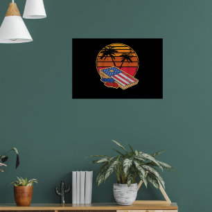 Retro Sunset CornHole Bord Amerikaanse Vlag Cornho Poster