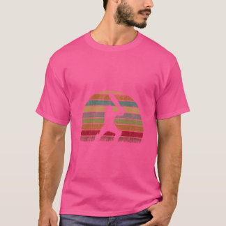 Retro Sunset Cricket Fan Funny Cricket Lov T-shirt
