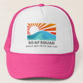 Retro Sunset Custom 60ste verjaardag Party Crew Sq Trucker Pet (Voorkant)