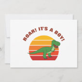 Retro Sunset-dinosaurus brult zijn A Boy-Baby show Bedankkaart (Achterkant)