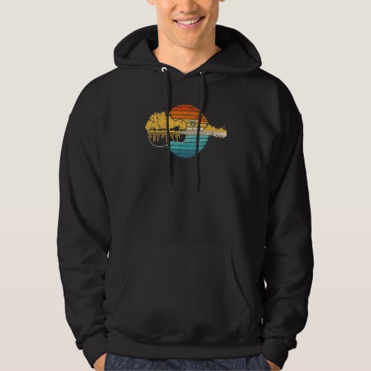 Retro Sunset Disc Golf Guitar Gifts For Disc Golf  Hoodie (Voorkant)