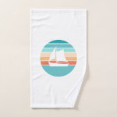 Retro Sunset Distressed Effect + Zeilboot Bad Handdoek (Handdoek)