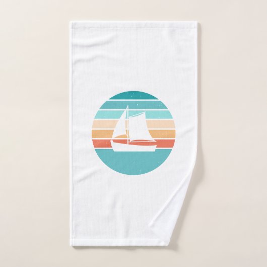 Retro Sunset Distressed Effect + Zeilboot Bad Handdoek (Handdoek)