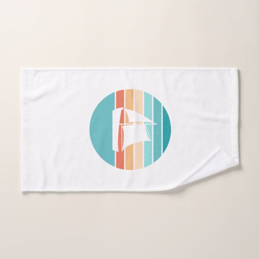 Retro Sunset Distressed Effect + Zeilboot Bad Handdoek (Handdoek)