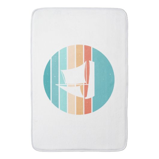 Retro Sunset Distressed Effect + Zeilboot Badmat (Voorkant Verticaal)