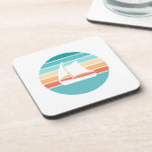 Retro Sunset Distressed Effect + Zeilboot Bier Onderzetter (Linkerzijde)