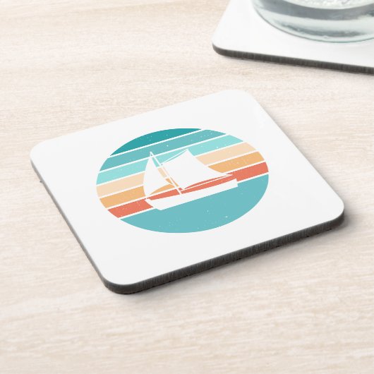Retro Sunset Distressed Effect + Zeilboot Bier Onderzetter (Linkerzijde)