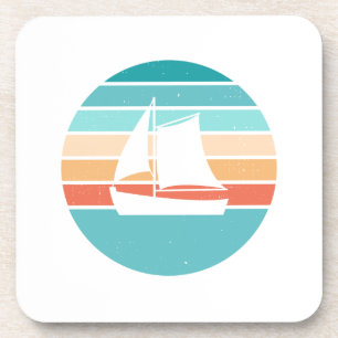 Retro Sunset Distressed Effect + Zeilboot Bier Onderzetter