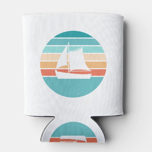 Retro Sunset Distressed Effect + Zeilboot Blikjeskoeler (Achterkant)