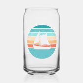 Retro Sunset Distressed Effect + Zeilboot Blikvorm Glas (Voorkant)