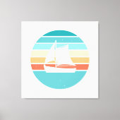 Retro Sunset Distressed Effect + Zeilboot Canvas Afdruk (Voorkant)