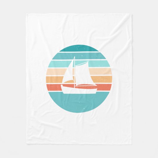 Retro Sunset Distressed Effect + Zeilboot Fleece Deken (Voorkant)