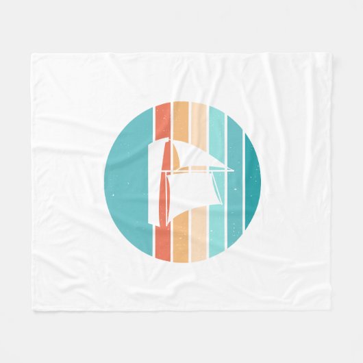 Retro Sunset Distressed Effect + Zeilboot Fleece Deken (Voorkant (Horizontaal))