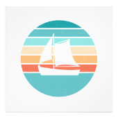 Retro Sunset Distressed Effect + Zeilboot Foto Afdruk (Voorkant)