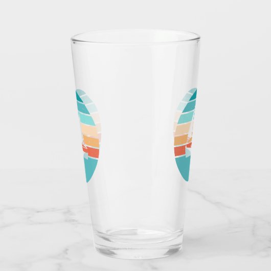 Retro Sunset Distressed Effect + Zeilboot Glas (Links)