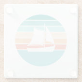 Retro Sunset Distressed Effect + Zeilboot Glazen Onderzetter (Achterkant)