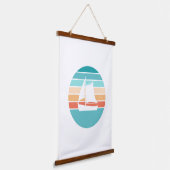 Retro Sunset Distressed Effect + Zeilboot Hangend Wandkleed (Gebogen)