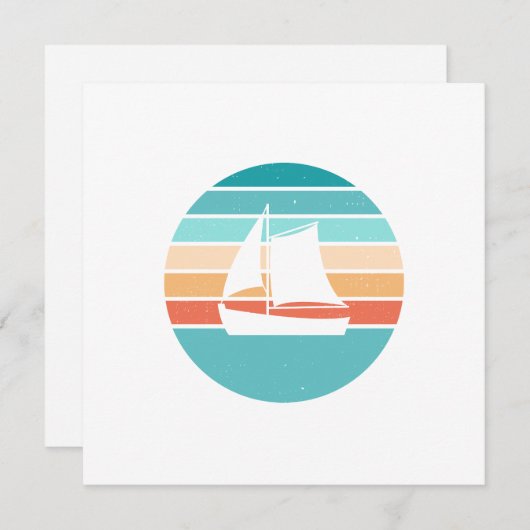 Retro Sunset Distressed Effect + Zeilboot Kaart (Voorkant / Achterkant)