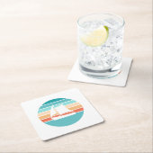 Retro Sunset Distressed Effect + Zeilboot Kartonnen Onderzetters (Insitu)