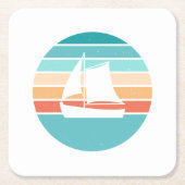 Retro Sunset Distressed Effect + Zeilboot Kartonnen Onderzetters (Voorkant)