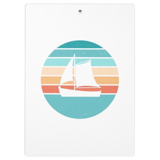 Retro Sunset Distressed Effect + Zeilboot Klembord (Achterkant)