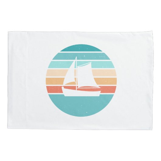 Retro Sunset Distressed Effect + Zeilboot Kussensloop (Achterkant)