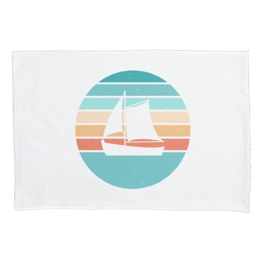 Retro Sunset Distressed Effect + Zeilboot Kussensloop (Voorkant)