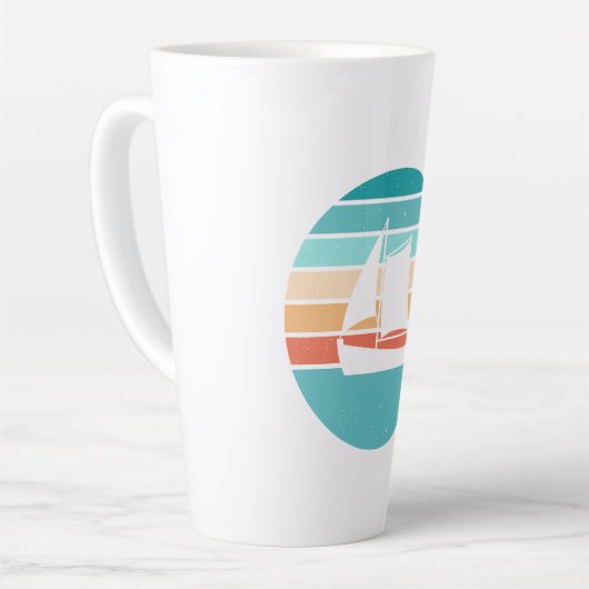 Retro Sunset Distressed Effect + Zeilboot Latte Mok (Linkerhoek)