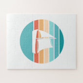 Retro Sunset Distressed Effect + Zeilboot Legpuzzel (Horizontaal)