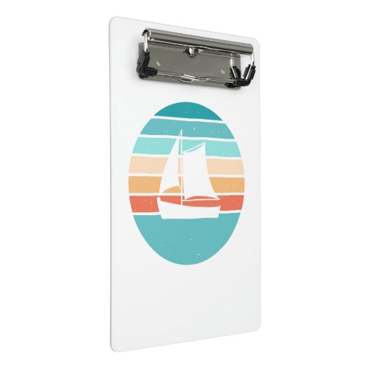 Retro Sunset Distressed Effect + Zeilboot Mini Klembord (Schuin)
