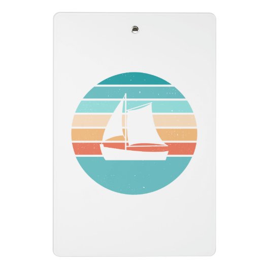 Retro Sunset Distressed Effect + Zeilboot Mini Klembord (Achterkant)