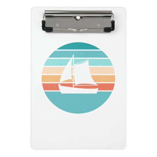 Retro Sunset Distressed Effect + Zeilboot Mini Klembord (Voorkant)